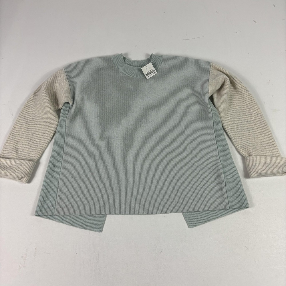 Club Monaco Sweater Womens XS Green Cashmere Blend Mock Neck Arya‎ Ribbed Knit